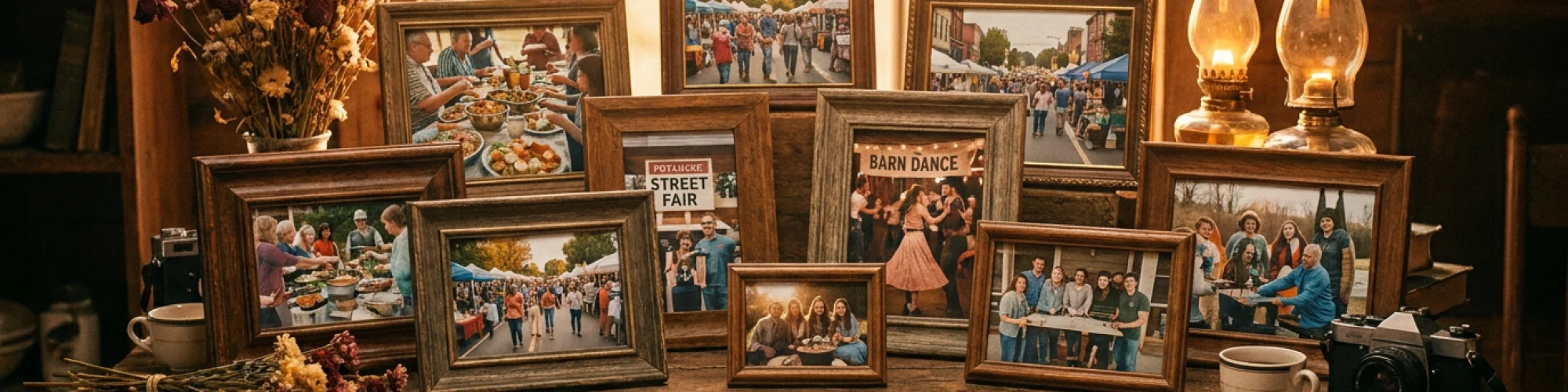 Framed photographs from past Veterans Relief Committee events